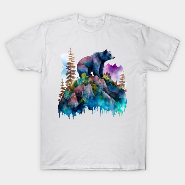 Watercolor Bear design T-Shirt by Kingdom Arts and Designs